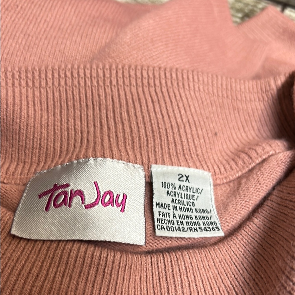 Vintage TanJay Knit Top Pink Plus Size 2X - Picture 4 of 4